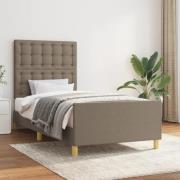 vidaXL Sängram utan madrass Taupe 90x200 cm tyg