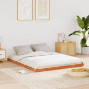 vidaXL Sängram vaxad brun 150x200 cm massiv furu