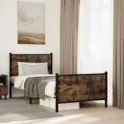 vidaXL Sängram utan madrass metall rökfärgad ek 75x190 cm