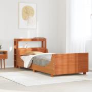 vidaXL Sängram utan madrass vaxad brun 90x200 cm massiv furu