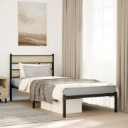 vidaXL Sängram utan madrass metall sonoma-ek 90x200 cm