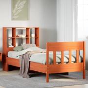 vidaXL Sängram utan madrass vaxad brun 90x200 cm massiv furu