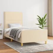 vidaXL Sängram utan madrass gräddvit 90x190 cm tyg