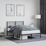 vidaXL Sängram med huvudgavel metall svart 120x200 cm