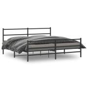vidaXL Sängram med huvudgavel och fotgavel svart metall 193x203 cm