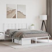 vidaXL Sängram med huvudgavel metall vit 140x200 cm