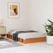 vidaXL Sängram utan madrass vaxbrun 75x190 cm massiv furu