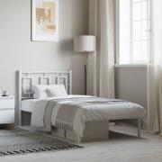 vidaXL Sängram med huvudgavel metall vit 90x200 cm