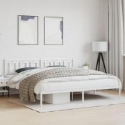 vidaXL Sängram med huvudgavel metall vit 200x200 cm