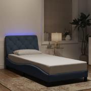 vidaXL Sängram med LED-belysning mörkgrå 80x200 cm sammet