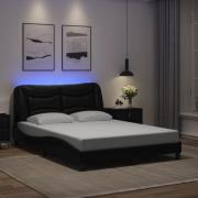 vidaXL Bed Frame with LED without Mattress "Hvar" Black 140x190 cm