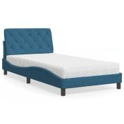 vidaXL Bed with Mattress Blue 100x200 cm Velvet