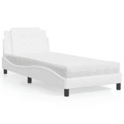 vidaXL Säng med madrass vit 90x200 cm konstläder