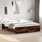 vidaXL Sängram rökfärgad ek 180x200 cm konstruerat trä och metall