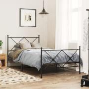 vidaXL Sängram med huvudgavel och fotgavel svart metall 107x203 cm