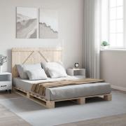 vidaXL Sängram med huvudgavel 160x200 cm massiv furu