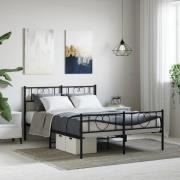 vidaXL Sängram utan madrass med fotgavel metall svart 160x200 cm