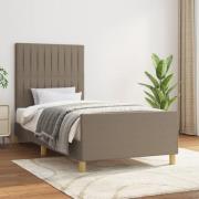 vidaXL Sängram utan madrass Taupe 90x200 cm tyg
