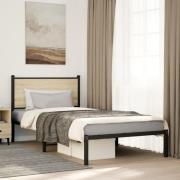 vidaXL Sängram utan madrass metall sonoma-ek 100x190 cm