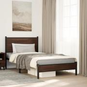 vidaXL Sängram utan madrass metall brun ek 107x203 cm