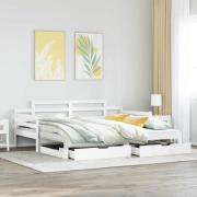 vidaXL Dagbädd utdragbar med lådor utan madrass vit 90x190 cm