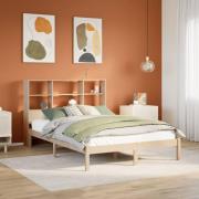 vidaXL Säng med bokhylla utan madrass 160x200cm massiv furu