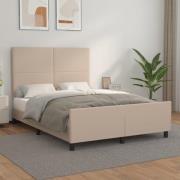 vidaXL Sängram med huvudgavel cappuccino 140x190 cm konstläder