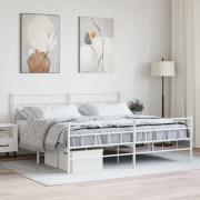 vidaXL Sängram med huvudgavel och fotgavel vit metall 200x200 cm