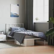 vidaXL Sängram med huvudgavel metall vit 90x200 cm