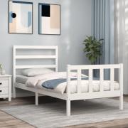 vidaXL Sängram utan madrass vit 90x190 cm massiv furu