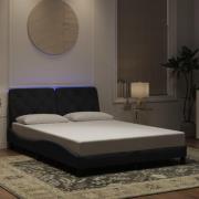 vidaXL Bed Frame with LED without Mattress Black 140x190 cm Velvet