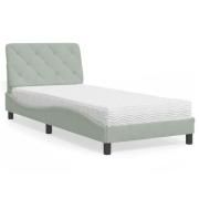 vidaXL Bed with Mattress Light Grey 90x190 cm Velvet