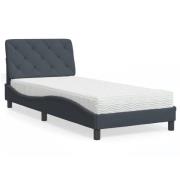 vidaXL Bed with Mattress Dark Grey 90x200 cm Velvet