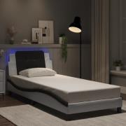 vidaXL Bed Frame with LED without Mattress "Zadar" White and Black 100...