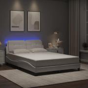 vidaXL Sängram med LEDs utan madrass vit 120x200 cm