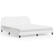 vidaXL Säng med madrass vit 180x200 cm konstläder