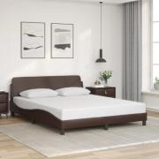 vidaXL Sängram med huvudgavel brun 160x200 cm konstläder