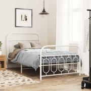 vidaXL Sängram med huvudgavel och fotgavel vit metall 107x203 cm