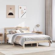 vidaXL Sängram med huvudgavel 150x200 cm massiv furu