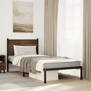 vidaXL Sängram utan madrass metall brun ek 80x200 cm