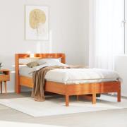 vidaXL Sängram utan madrass vaxad brun 90x190 cm massiv furu