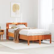 vidaXL Sängram utan madrass vaxad brun 90x200 cm massiv furu