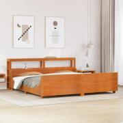 vidaXL Sängram utan madrass vaxbrun 200x200 cm massiv furu