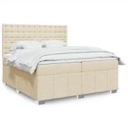 vidaXL Ramsäng med madrass gräddvit 200x200 cm tyg