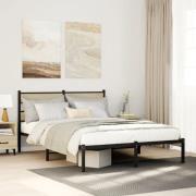 vidaXL Sängram utan madrass metall sonoma-ek 140x200 cm