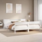 vidaXL Säng med bokhylla utan madrass vit 180x200cm massiv furu