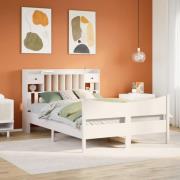 vidaXL Sängram utan madrass vit 160x200 cm massiv furu