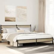 vidaXL Sängram utan madrass metall sonoma-ek 183x213 cm