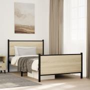 vidaXL Sängram utan madrass metall sonoma-ek 100x200 cm