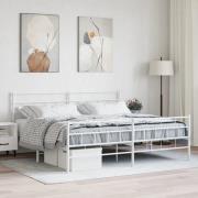 vidaXL Sängram med huvudgavel och fotgavel vit metall 180x200 cm
